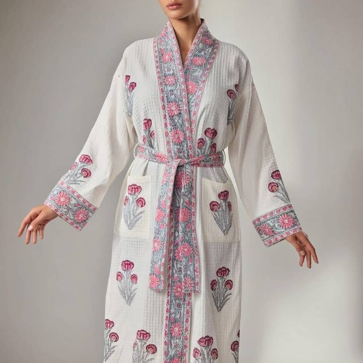 Dusty Rose - Waffle Cotton Women Robe for wholesale by House of Alaan