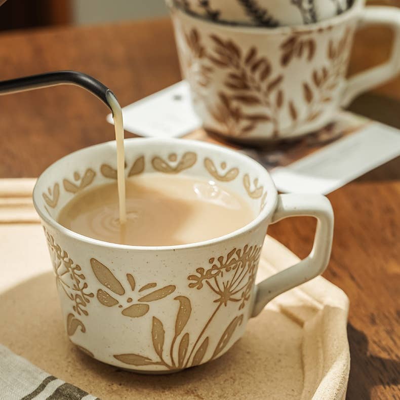 ACNITE(We cover U.S. import duties) - Vendita all'ingrosso Tazza da tè/caffè - Tazza da caffè in ceramica con fiori Tazza da tè retrò per cucina6