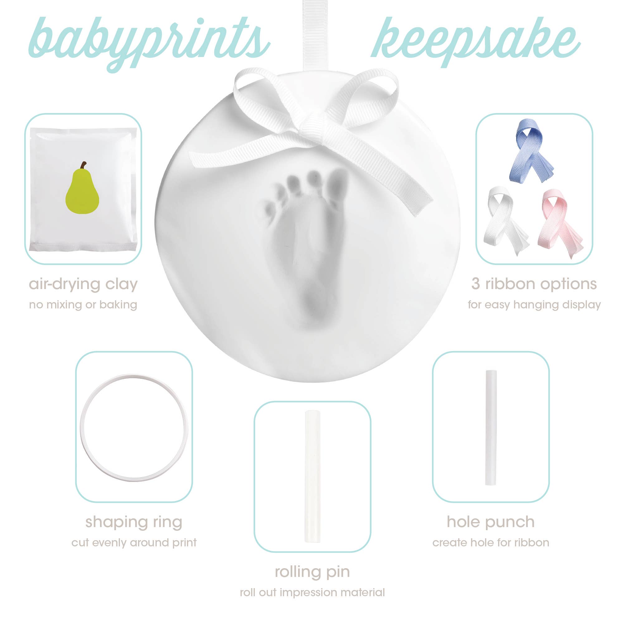 Pearhead - Wholesale Hand & Footprint Kit - Kids & Baby - Baby Handprint or Footprint Keepsake Hanging Ornament, White3