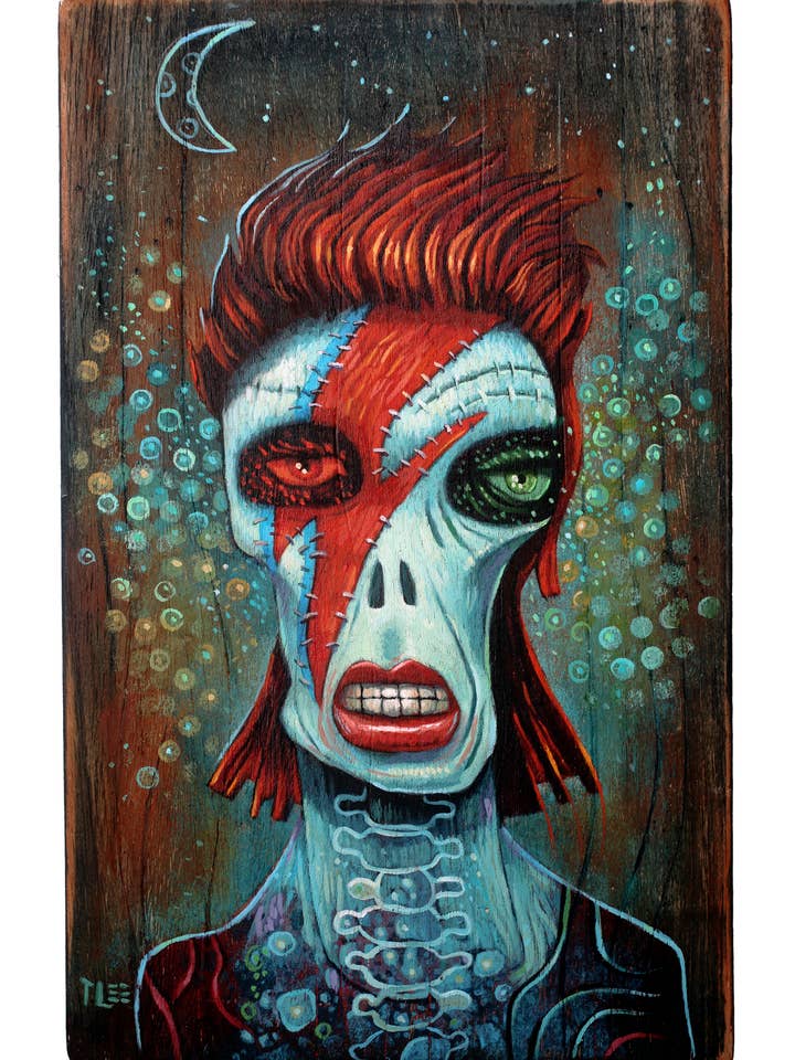Zombowie, art print David Bowie for wholesale by TIM LEE RABBIT RUN STUDIOS