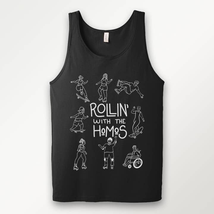 Rollin' with the Homos Unisex Tank for wholesale by Campfires & Coffee
