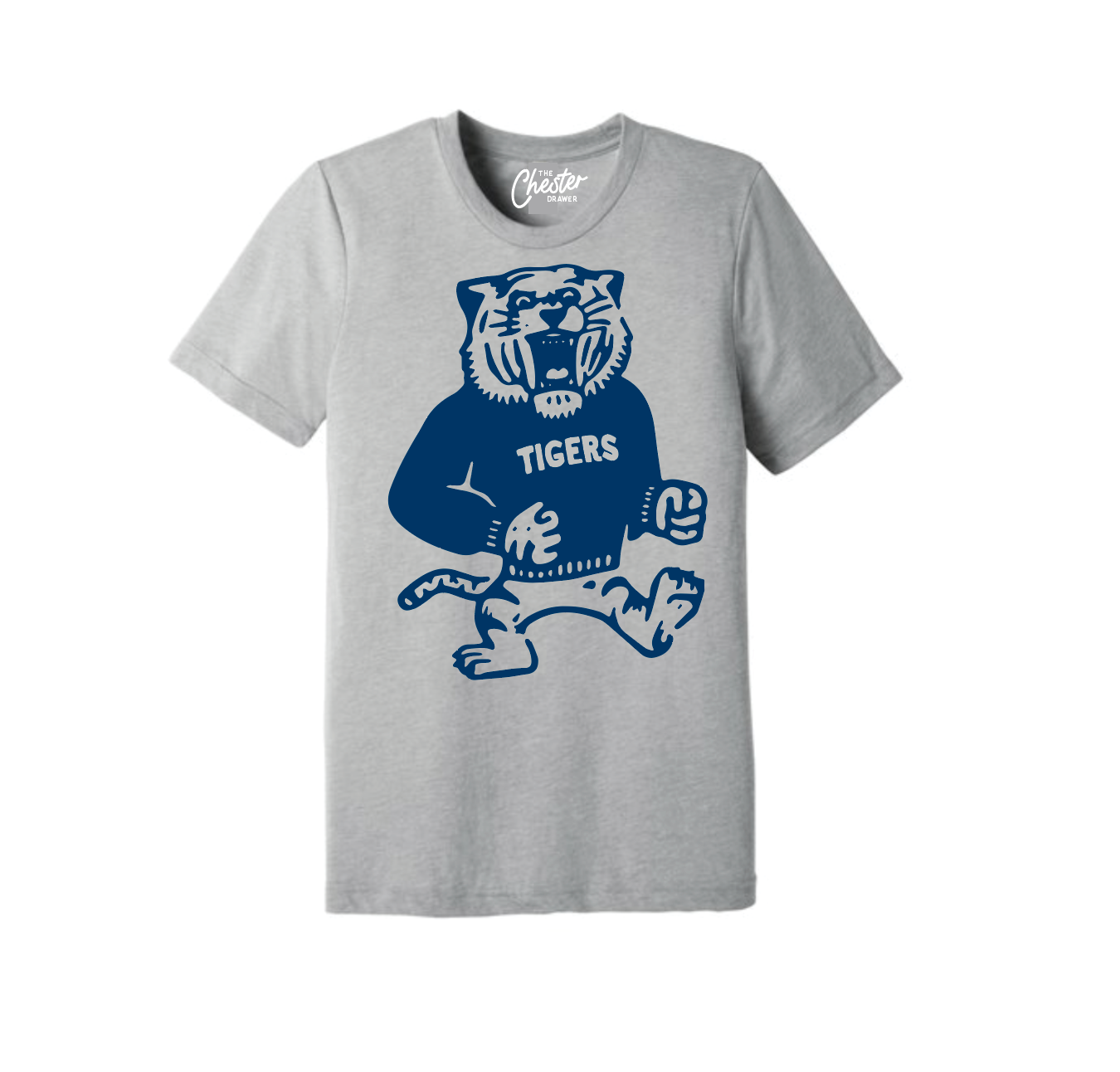 The Chester Drawer - Vendita all'ingrosso Maglietta serigrafata - Unisex - Vintage Tiger Orange + Navy3