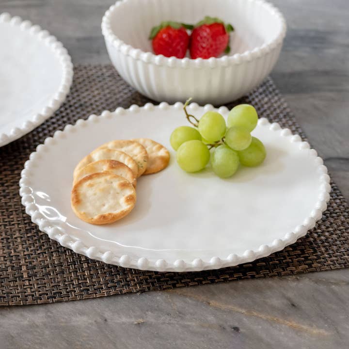 Cream Beaded Pearl 8 inch Melamine Salad Plate | Set of 6 for wholesale on Faire