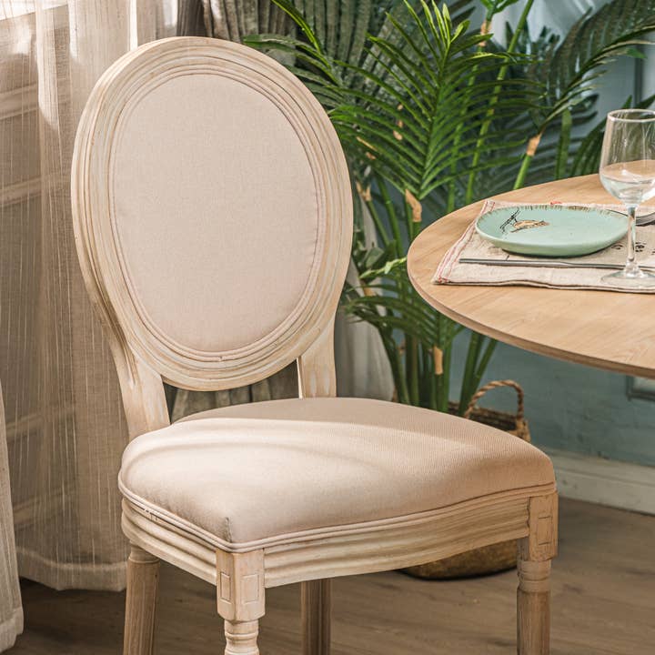 Nordlys - Wholesale Chair - RICHELIEU Set of 2 Wooden Dining Chairs with Beige Fabric5