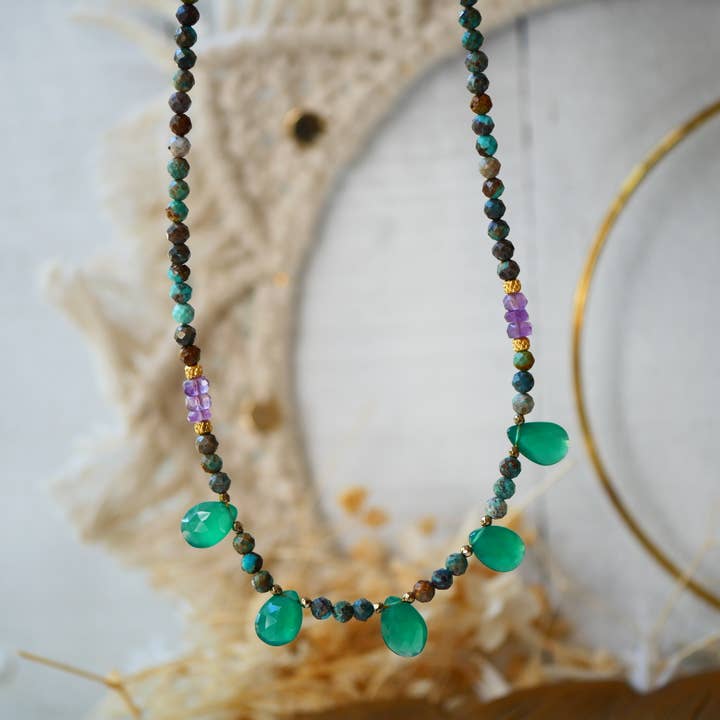 GINANDGER - Wholesale Beaded/Pearl Necklace - NECKLACE CHANDI GREEN ONYX