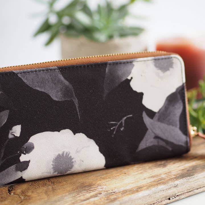 Paeonia Monochrome Wallet for wholesale by Harvest Collection