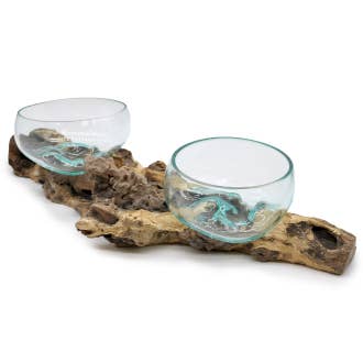 AW Artisan – wholesale Dekorativt bordsobjekt – Molton glas i extra stor dubbelhållare - 70 cm
