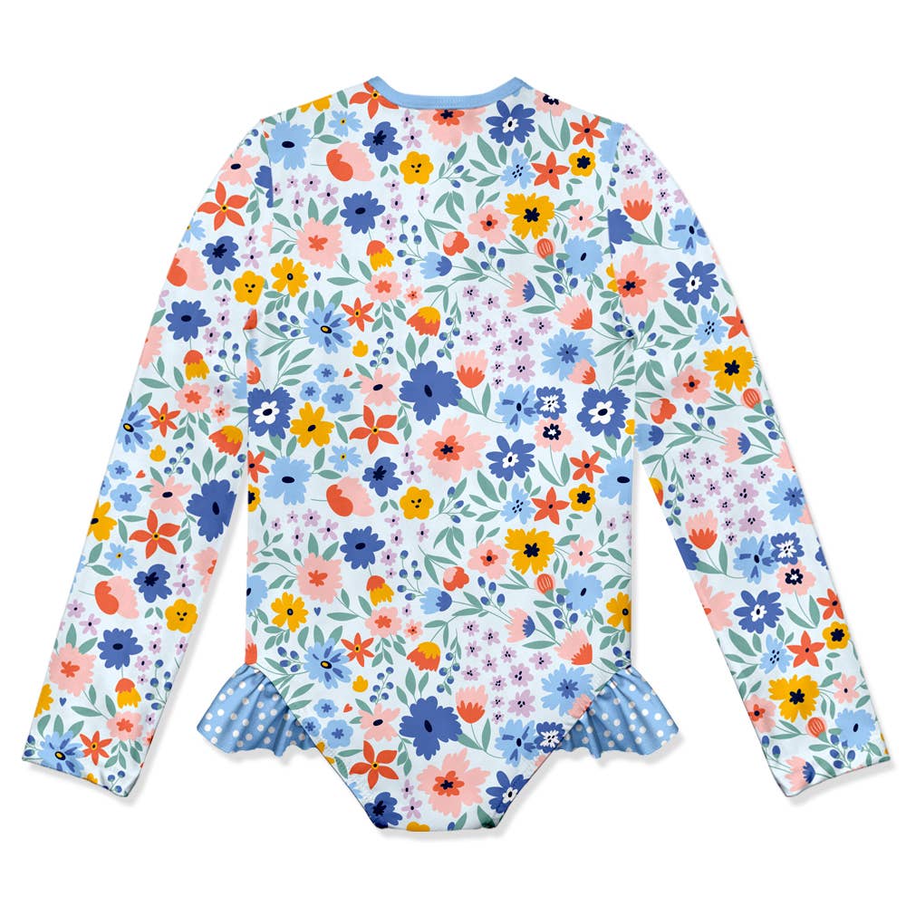 Millie Loves Lily - Venta al por mayor Bañador - Niños - Guardabarros de una sola pieza con estampado floral azul hielo para niñas1