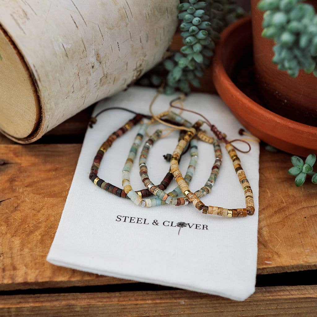 Steel & Clover - Wholesale Beaded Bracelet - Pipestone Bead & Stone Bracelet1