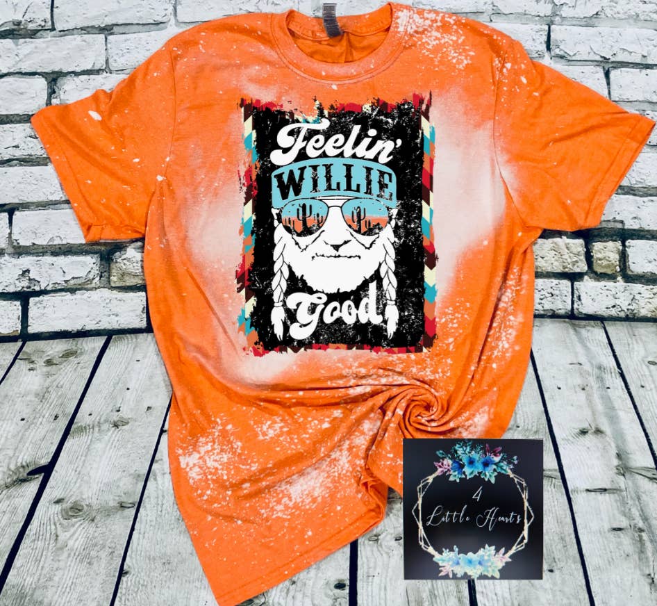 4 little hearts - Wholesale Screen Printed T-Shirt - Women's - Feelin' willie good bleached graphic tee