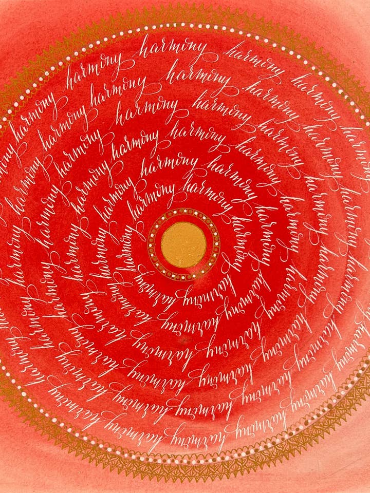 Obra de arte original Harmony – Pigmentos e caligrafia a tinta por atacado de Murmure bleu