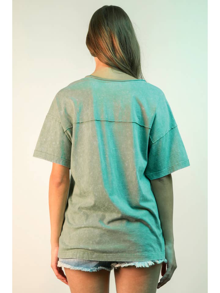 VERY J – Top de malha - Mulher por atacado – NT11966-Top de Malha com Decote em V Lavado a Mineral11