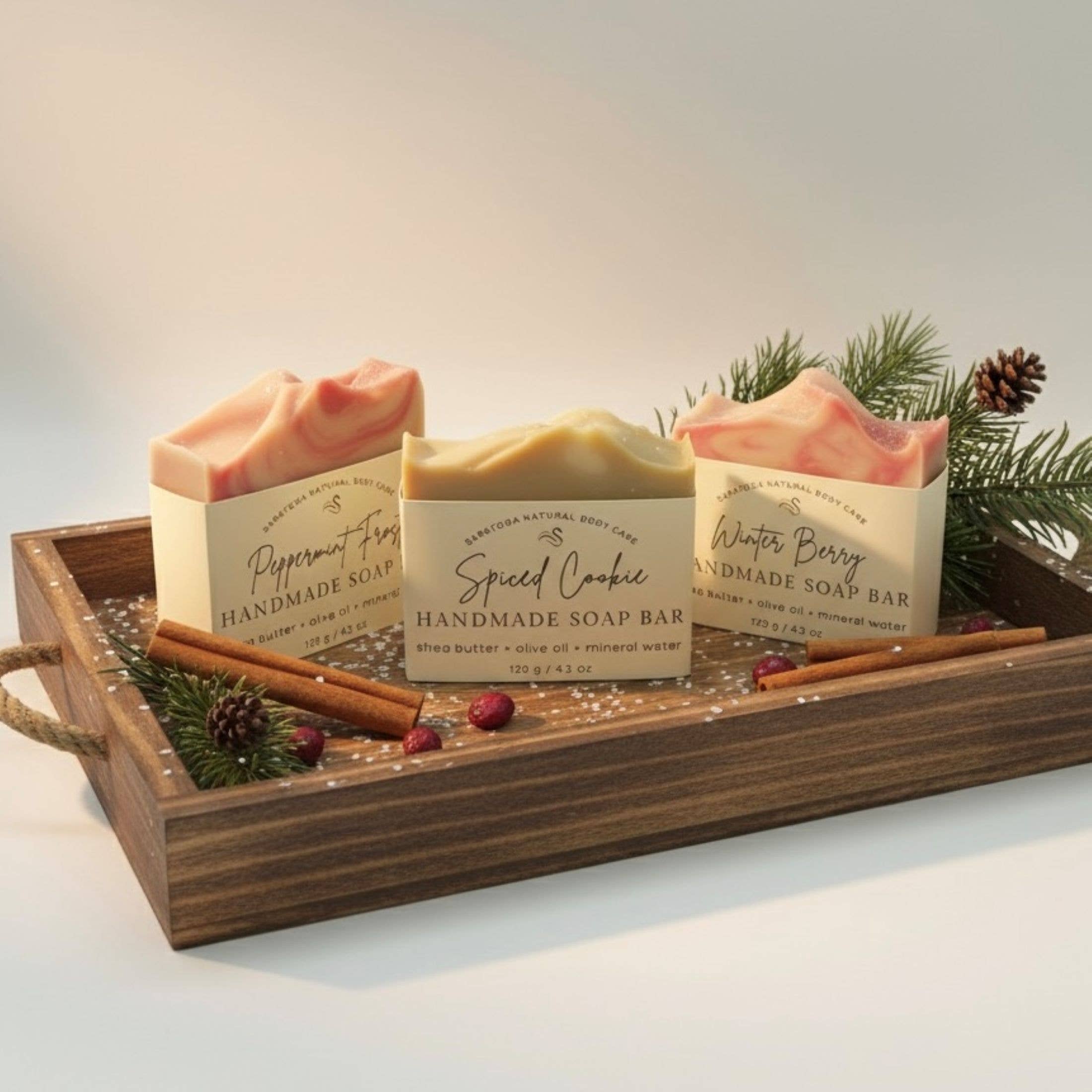 SARATOGA SOAP COMPANY - Wholesale Bar Soap - Peppermint Frost Handmade Soap Bar SEASONAL VEGAN Winter5