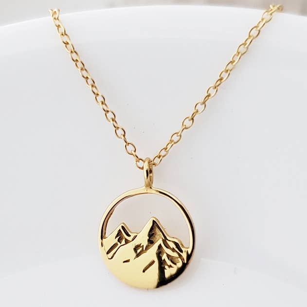 Sosie Designs - Wholesale Pendant/Charm Necklace - Gold Mountain Etched Necklace