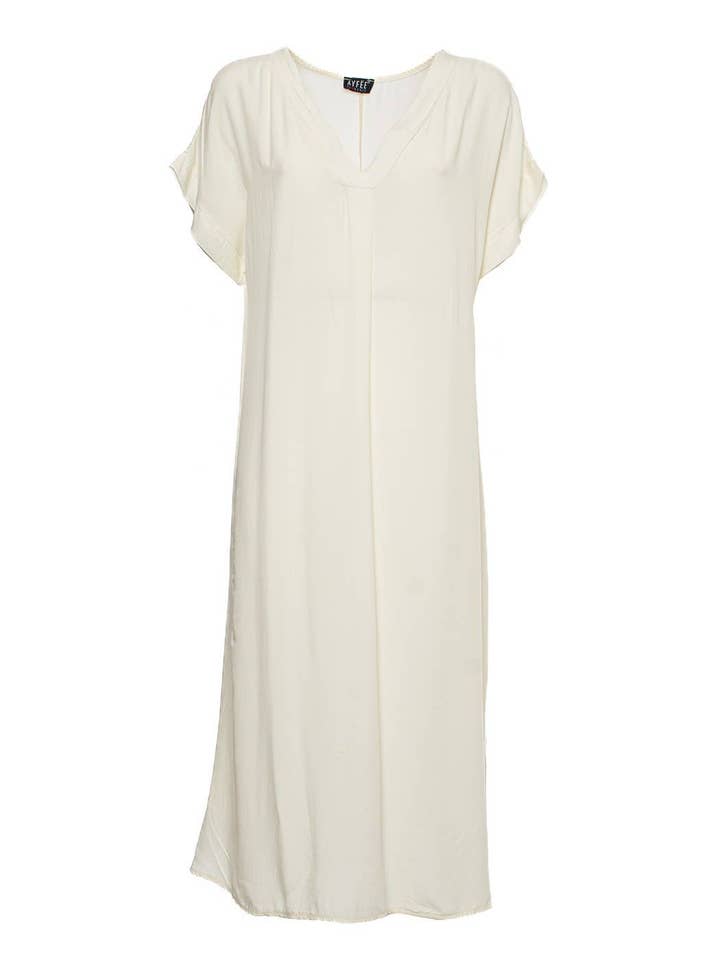 V-NECK OVERSIZED DRESS 100% VI MADE IN ITALY for wholesale by Ayfee