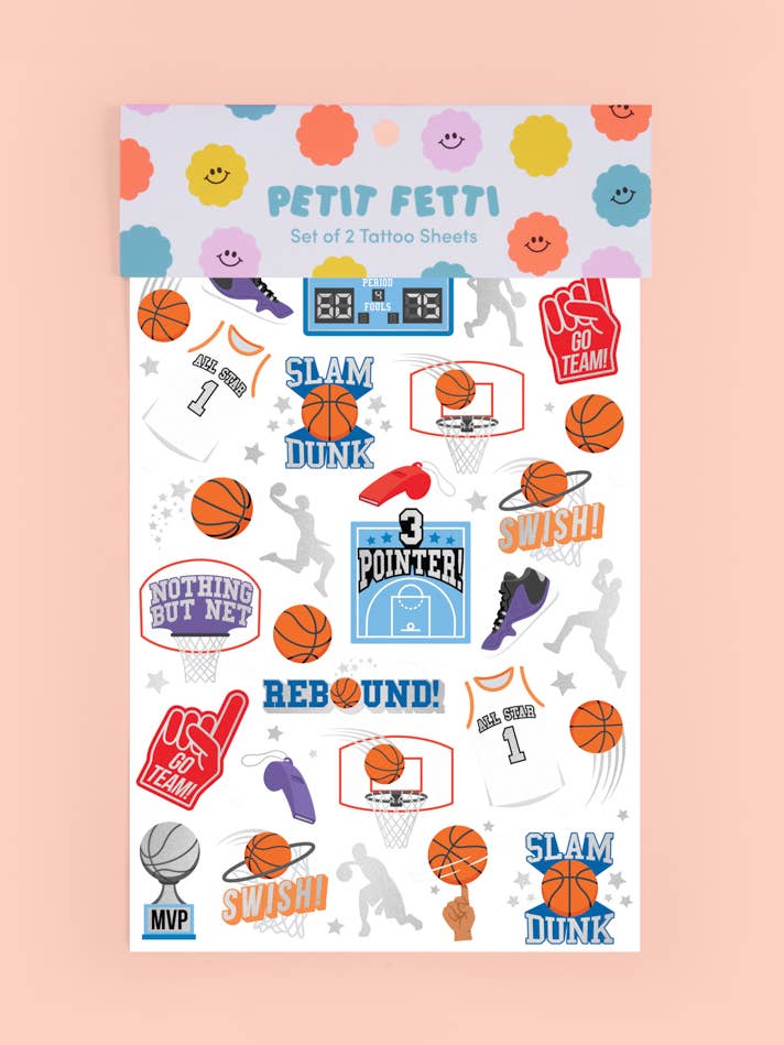 Basketball Tats - 58 foil temporary tattoos for wholesale by Petit Fetti