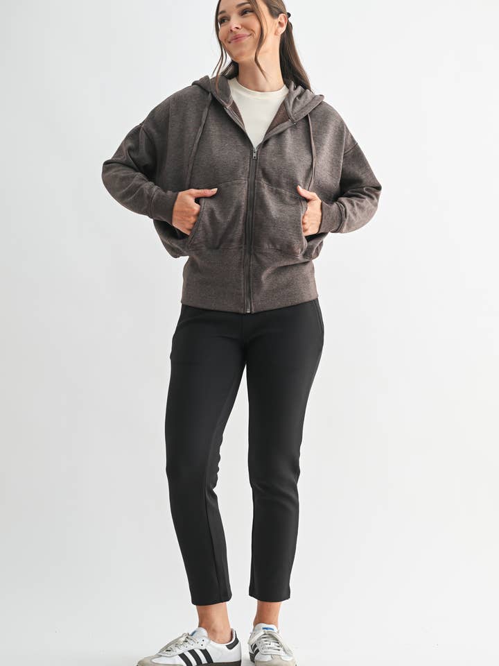 Mono B - Wholesale Hoodie - Women's - Fleece Hoodie Jacket with Tapered Sleeves5