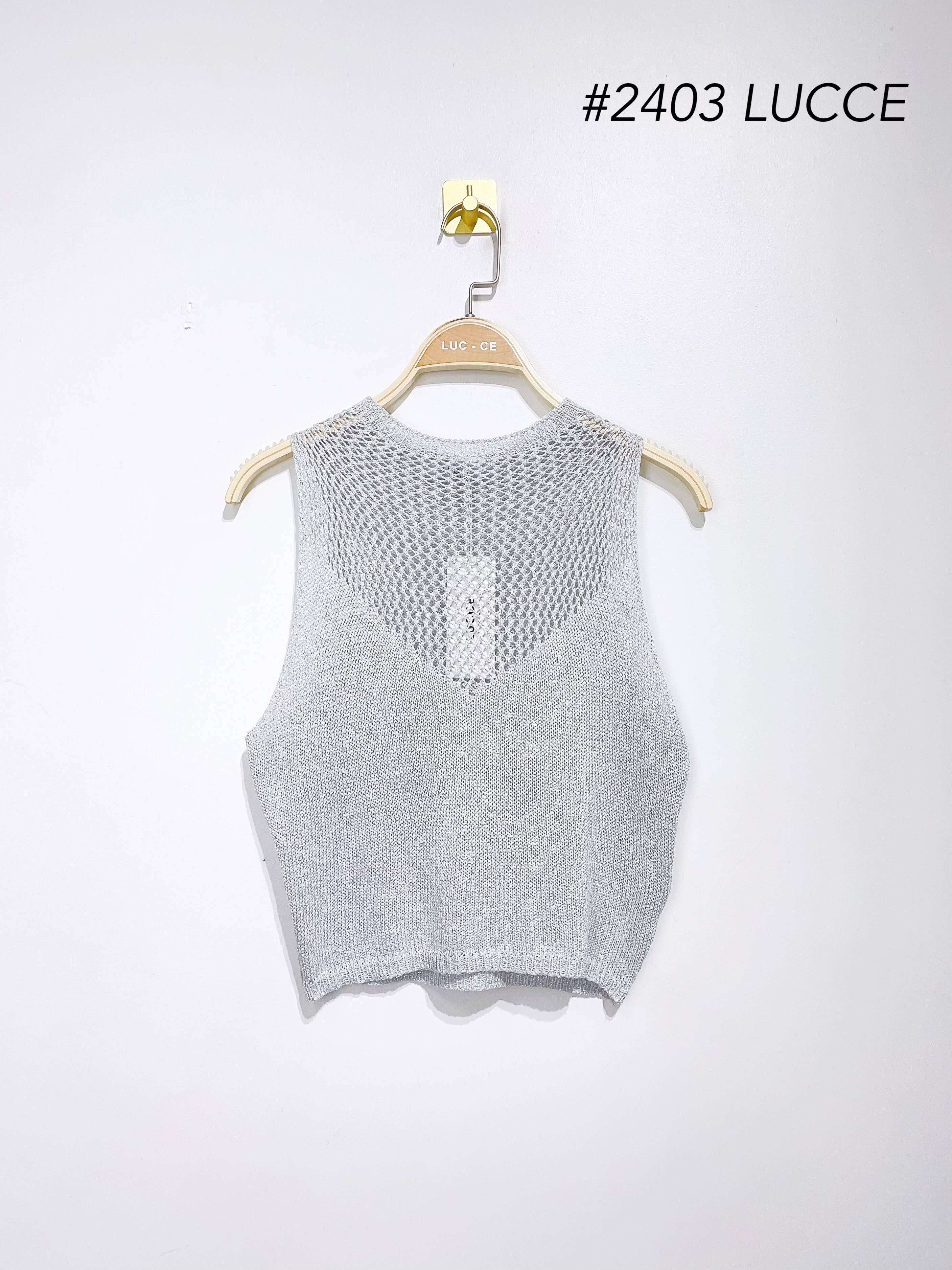 LUCCE - Wholesale Knit Top - Women's - Lurex crochet top - 24033