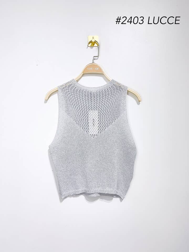 LUCCE - Wholesale Knit Top - Women's - Lurex crochet top - 24033