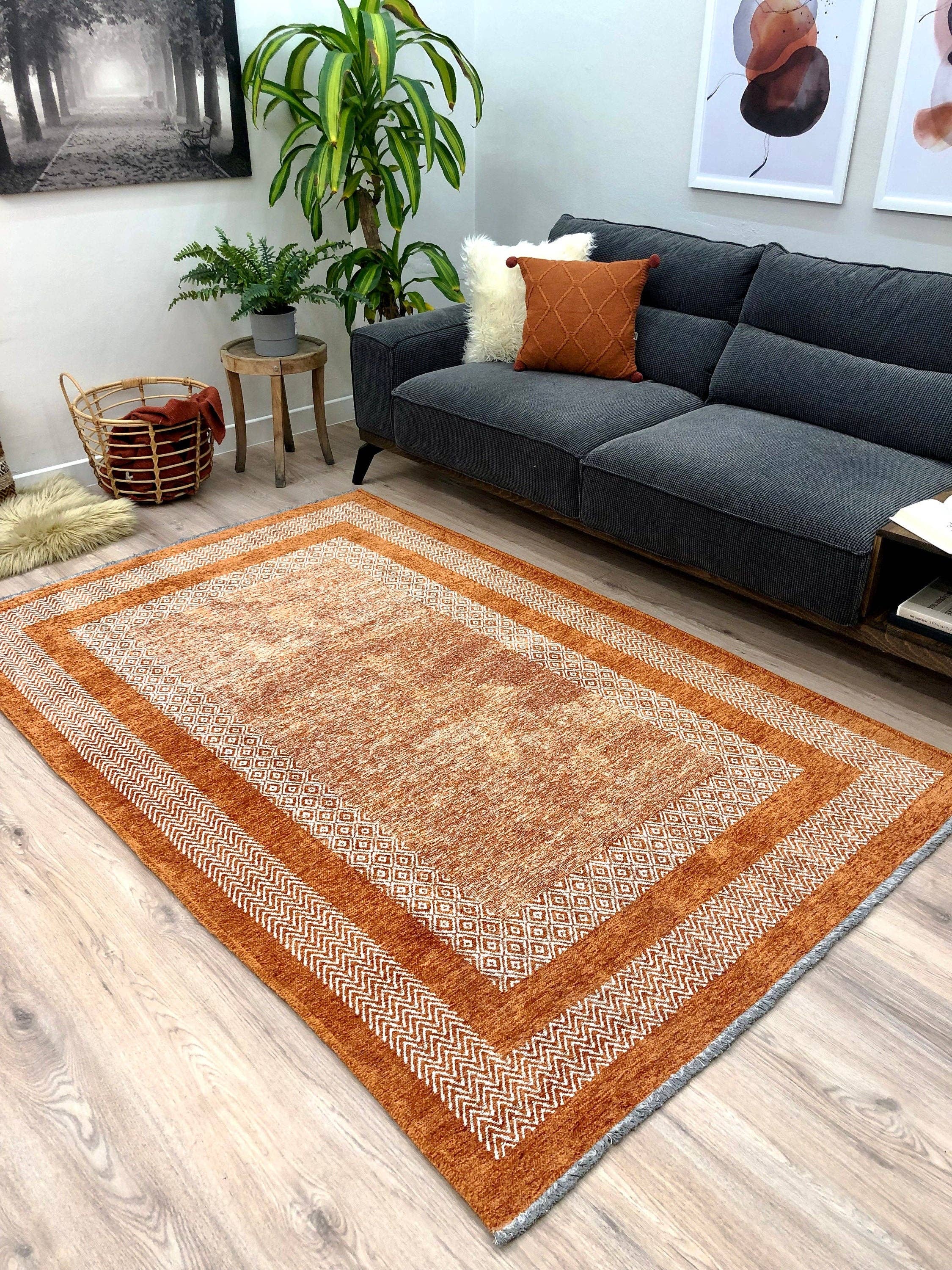 Alfa Rich Inc - Wholesale Area Rug - Scandinavian Burnt Orange Washable Area Rugs2