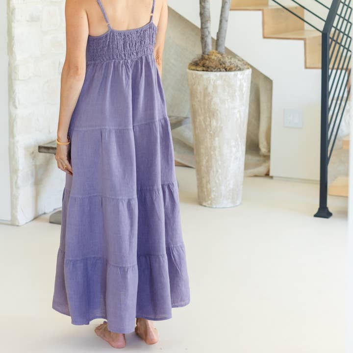 Splendid Iris Threads - Wholesale Dress - Women's - Linen Long Tiered Spaghetti Strap Dress1