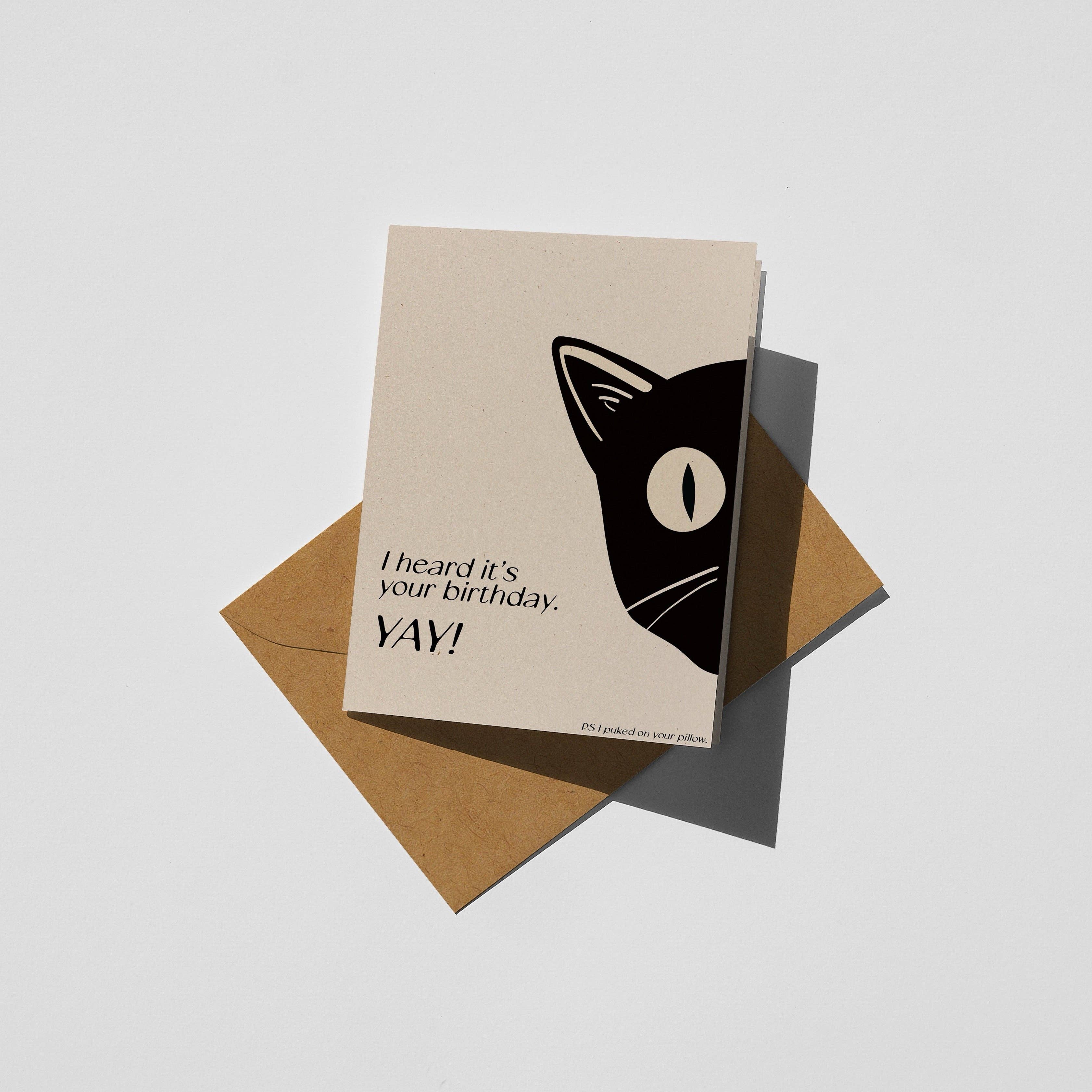 Opeful Press - Wholesale Birthday Card - I heard it's your birthday CAT - Letterpressed Greeting Card