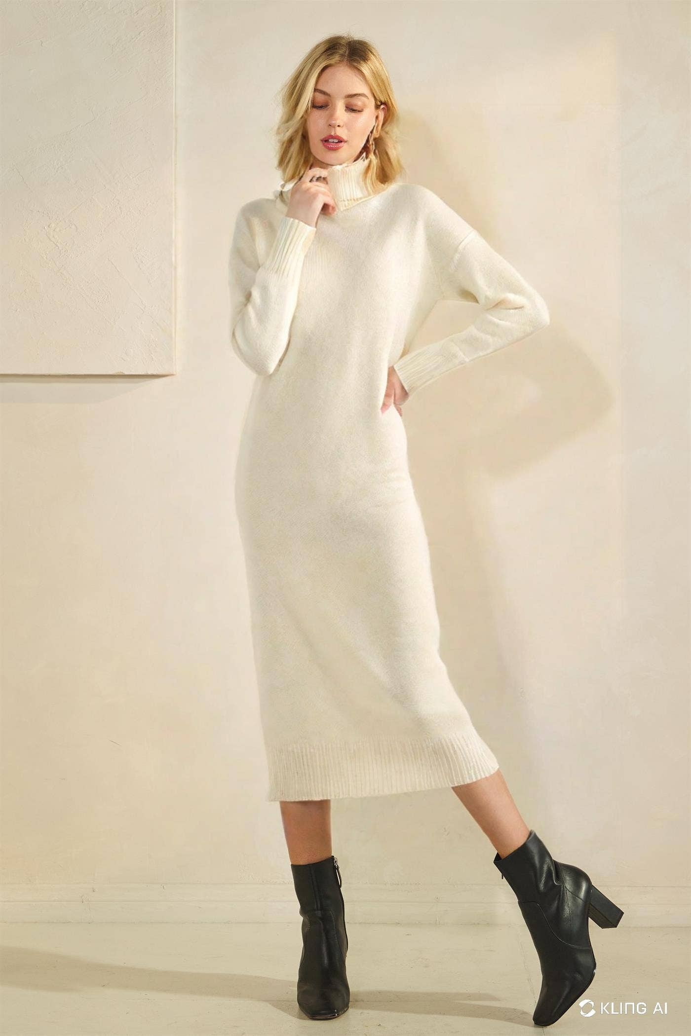 GeeGee x Lovelo - Wholesale Dress - Women's - Plus Midi Sweater Dress OD51977PL8
