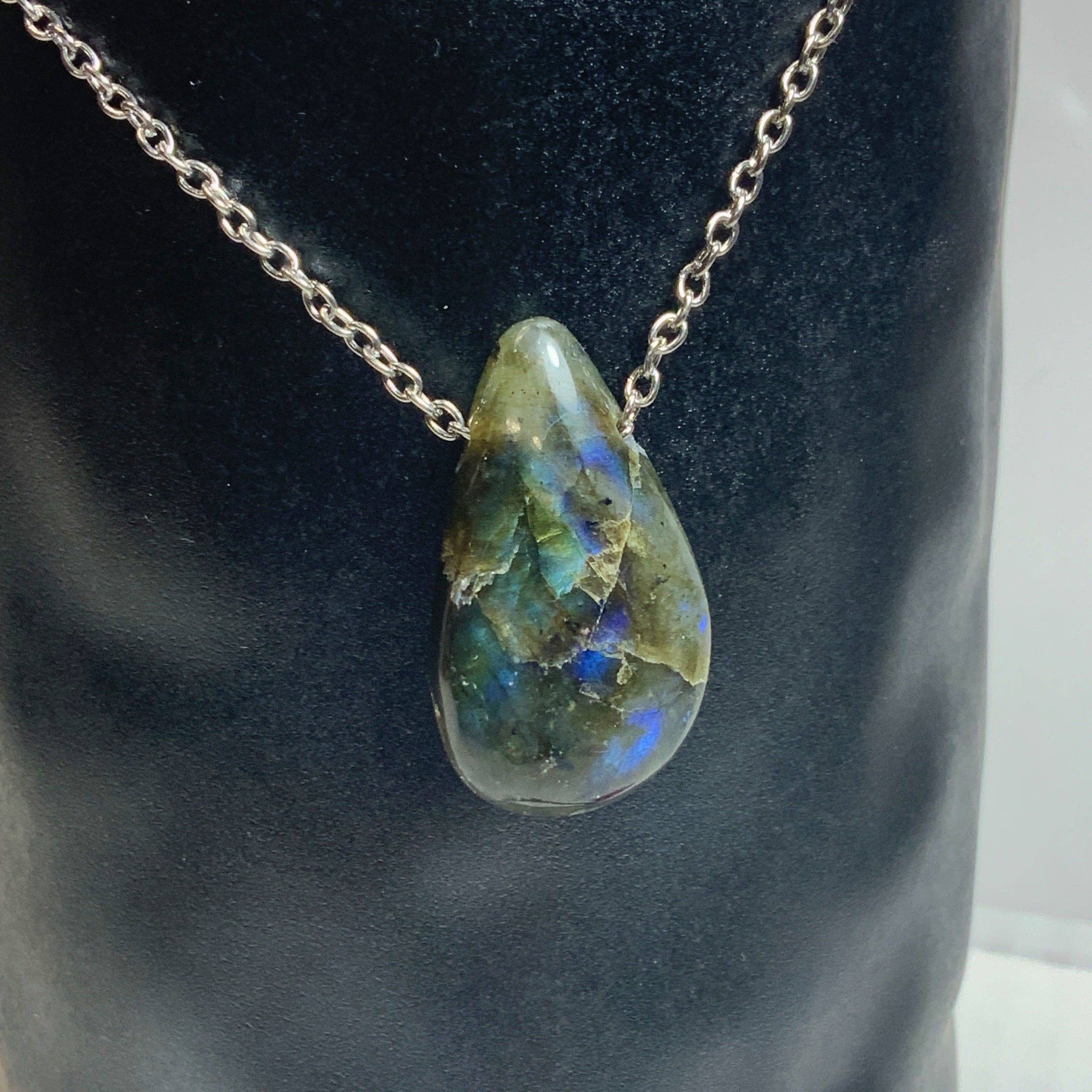 Peace Love Bling - Wholesale Pendant/Charm Necklace - Magical Labradorite Drop Necklace1