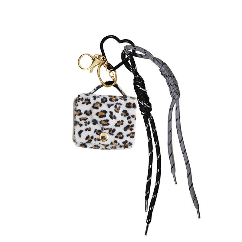 AMORINO SRL - Vendita all'ingrosso Portachiavi - Donna - PORTACHIAVI CIONDOLO BORSA IN TESSUTO LEOPARDATO0