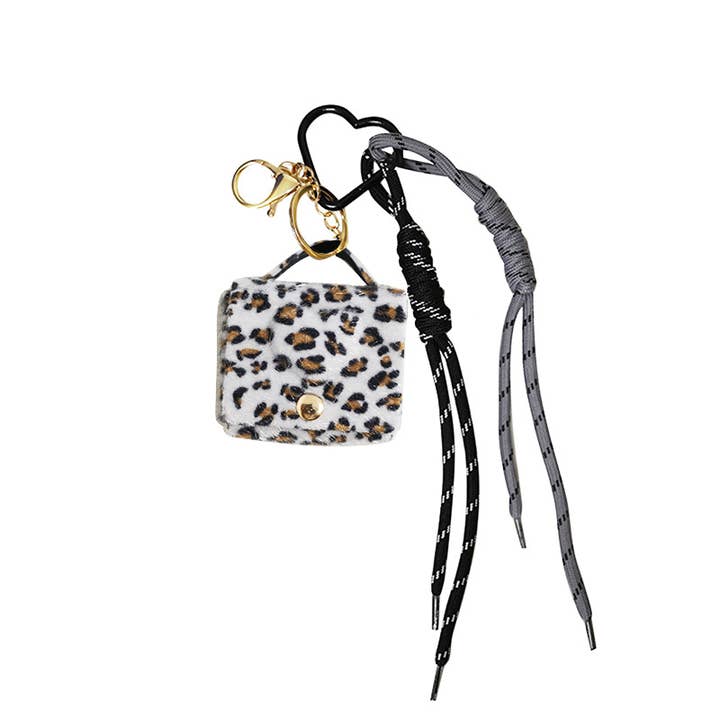 AMORINO SRL - Vendita all'ingrosso Portachiavi - Donna - PORTACHIAVI CIONDOLO BORSA IN TESSUTO LEOPARDATO