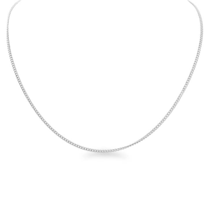 WJW - Wholesale Link & Chain Necklace - Sterling Silver Platinum Plated Diamond Cut Curb Chain1
