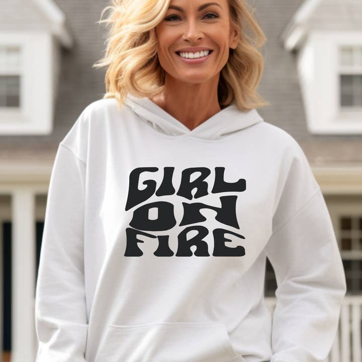 Girl on Fire Shirt Bold Motivational Graphic Hoodie for wholesale by La Bella Rose Boutique