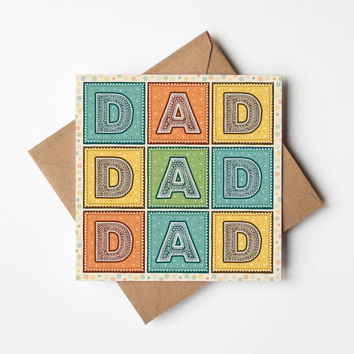 Colourful Typographic Father’s Day Card for wholesale by Jess A Little Creative