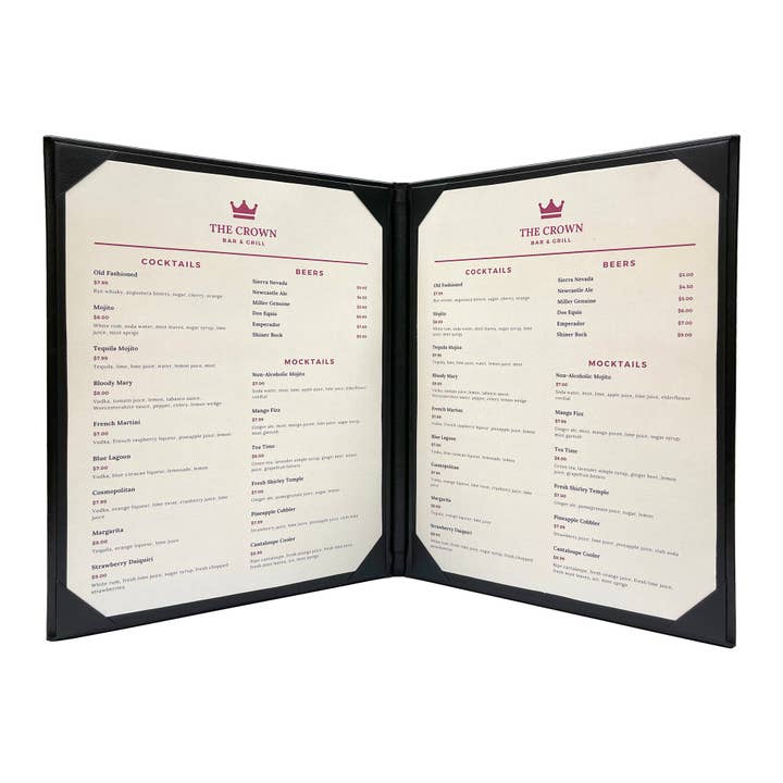 Columbia Casebound Menu Cover, 2 View for wholesale by Goodsmart