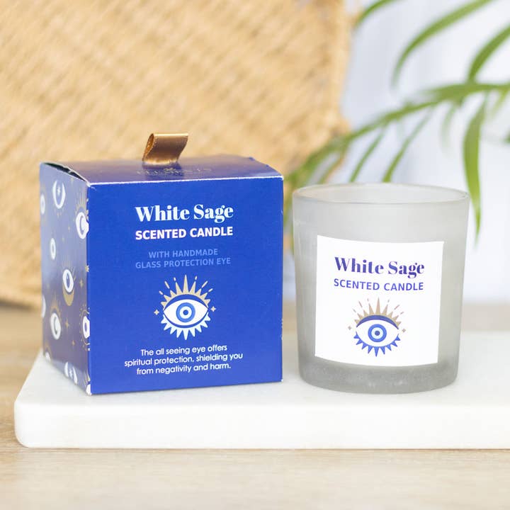 Something Different Wholesale - Wholesale Jar/Filled Candle - All Seeing Eye White Sage Crystal Chip Protection Candle5