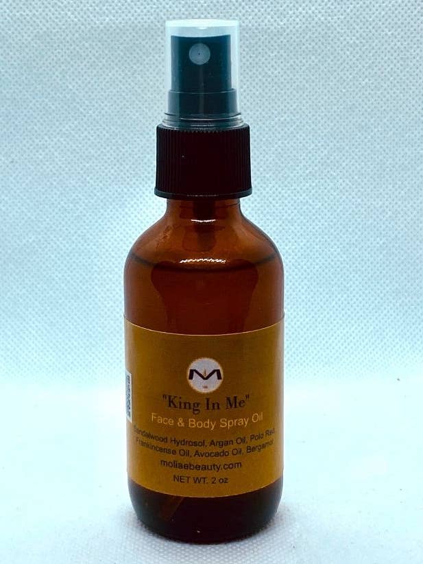 ⭐ King In Me - Spray d'huile pour le visage et le corps - Bois de santal, huile d'argan, rouge polo, bergamote pour la vente par MOLIAE Beauty LLC