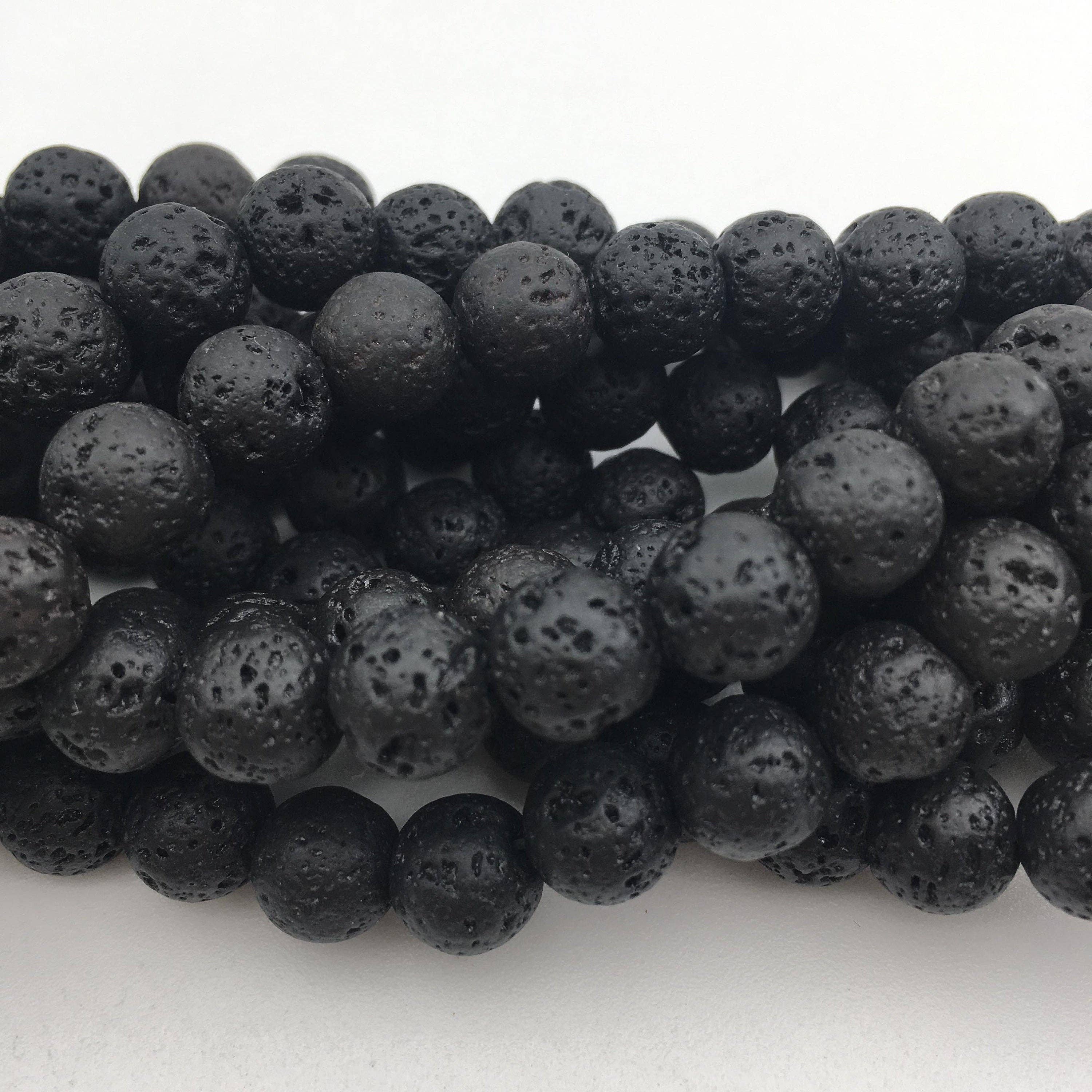 CRCBEADS - Vendita all'ingrosso Perline - Perle rotonde in pietra di roccia lavica nera naturale 4mm 6mm 8mm 10mm 12mm filo da 15,5"4