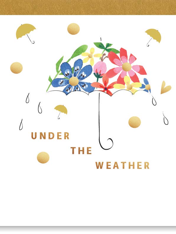 Under The Weather Floral Umbrella Glitter Wholesale Card for wholesale by SABIVO Design