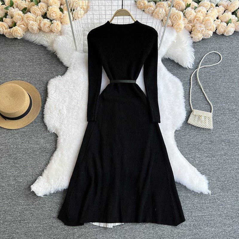UZ Wholesale Store - Wholesale Dress - Women's - Gradient Color Block Knit Midi Sweater Dress2