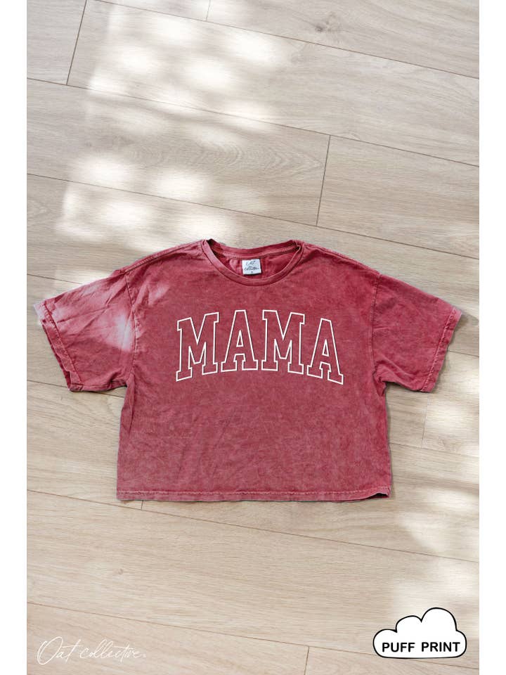OAT COLLECTIVE - Wholesale Screen Printed T-Shirt - Women's - MAMA OUTLINE PUFF Cropped Mineral Graphic Top 8
