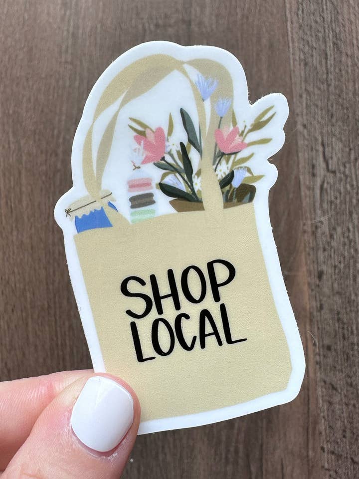 Einkaufstasche vom lokalen Bauernmarkt Vinyl-Aufkleber für den Großhandel von the letters mdn