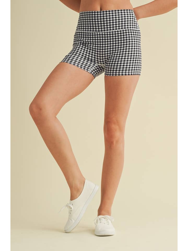 KIMBERLY C - Wholesale Athletic Shorts - Women's - Gingham Print Mid-Rise Mini Shorts27