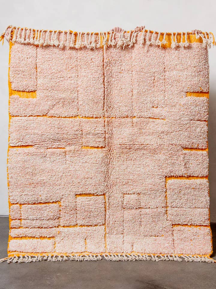 Hand tufted Pink & Yellow Moroccan Berber Rug, Shag Area Rug for wholesale by BerberNest