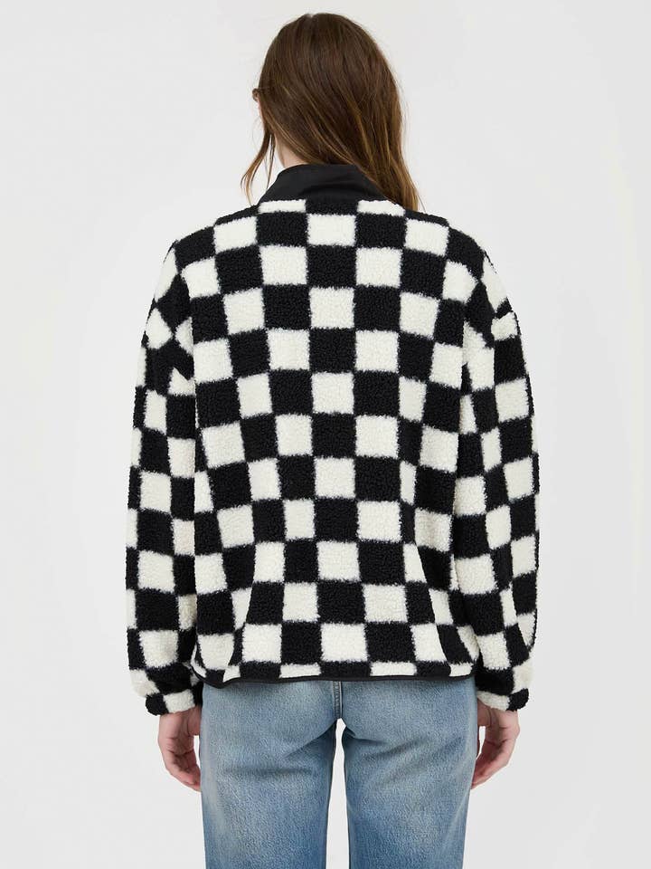 Blu Pepper - Wholesale Jacket - Women's - CHECKERED SNAP BUTTON FLEECE JACKET