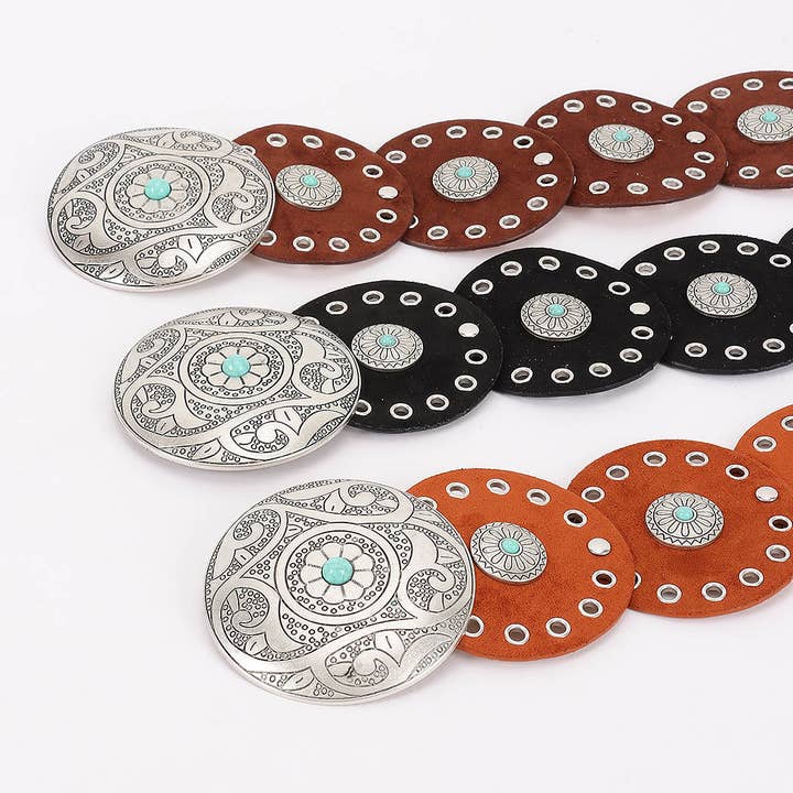 Faux Suede Disc Belt for wholesale by 3AM BY H&D ACCESSORIES