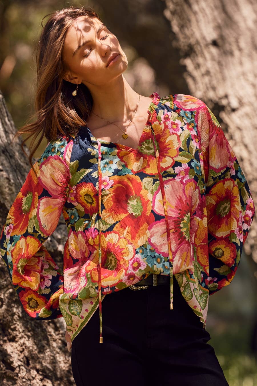 Oddi - Wholesale Blouse - Women's - Floral Border Printed Blouse1