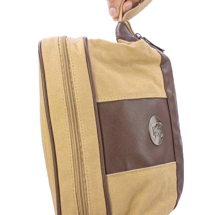 Khaki USC Gamecocks Men's Canvas Toiletry Bag. for wholesale on Faire2