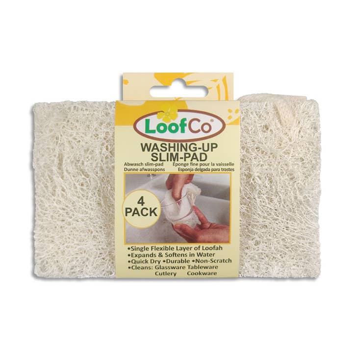 Washing-Up Slim Pad | Loofah Dish Pad | 4-Pack for wholesale by LoofCo - Loofahs & Coconut Brushes
