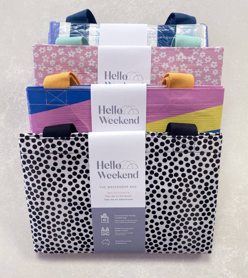 Hello Weekend - Wholesale Tote bag – Women's - Blue & White Hamptons -  Large Tote Bag with  Zip Pocket12