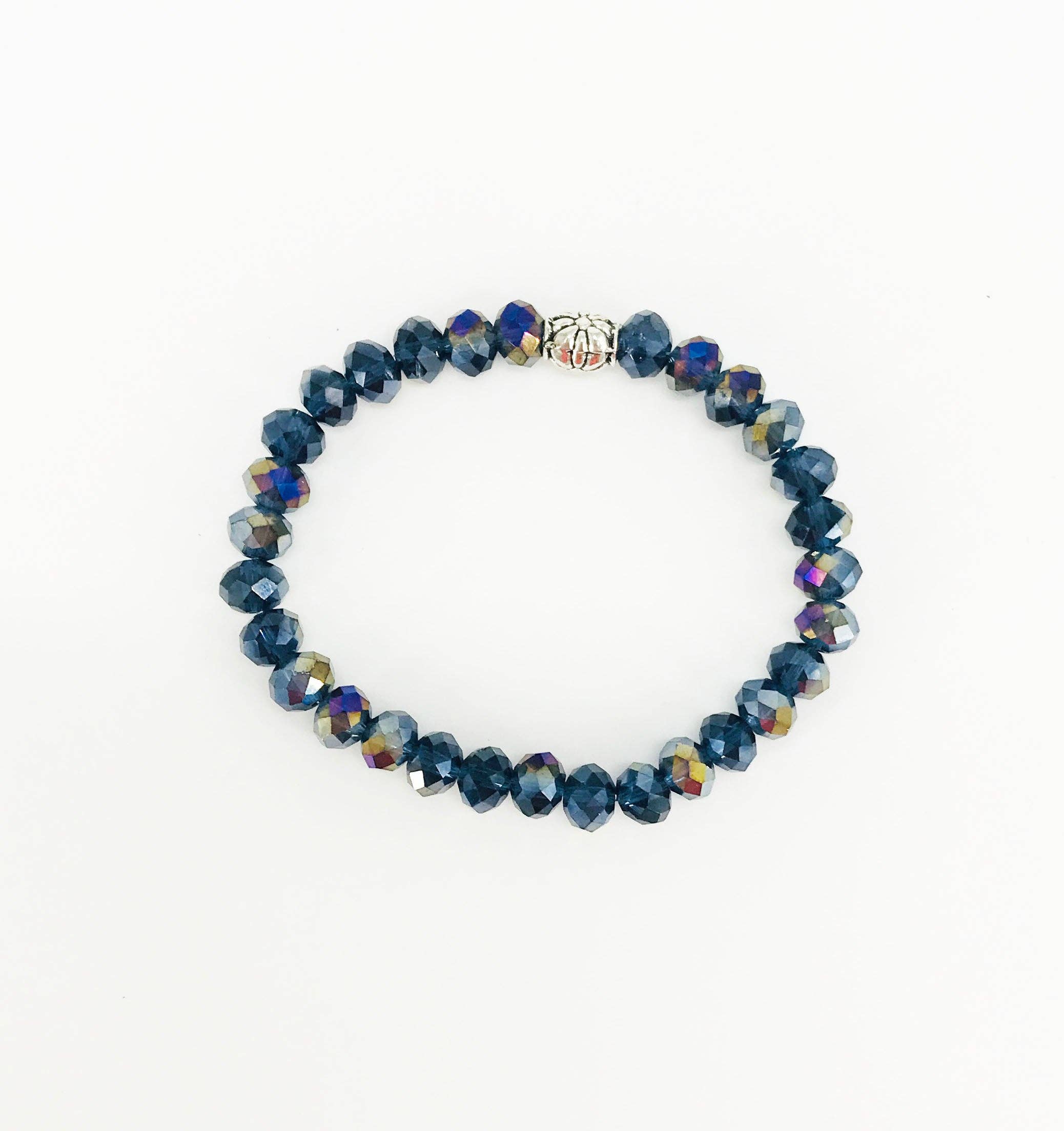 Magnolia & Peach Jewelry Boutique, LLC - Venta al por mayor Pulsera de cuentas - Pulsera elástica con perlas de vidrio gris galvanizado1